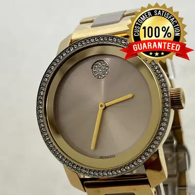Movado Swiss Ladies Bold Diamond Gold Watch 36mm - Excellent - Real photo at TamDo.us